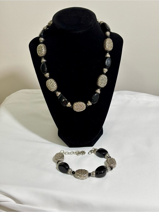 Brighton Jewelry - Brighton Full Moon Rising Black Onyx Silver Plated Necklace & Bracelet Set